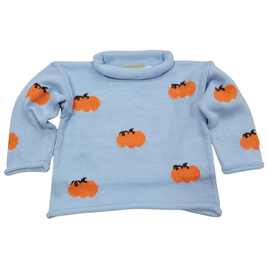 Boy Blue All Over Pumpkins Rollneck Sweater
