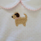 Girl's Collared Pink Dot Gown with Crochet Puppy