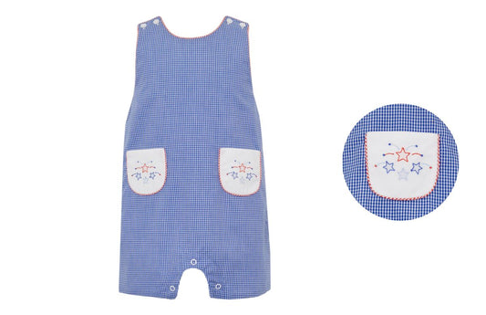 Boy's Stars Pockets Royal Blue Microcheck John John