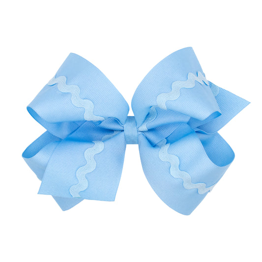 King Grosgrain Hair Bow with Ric-Rac Trim