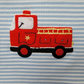 Fire Truck Applique Blue Stripe Short Set