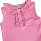 Girl's Fuchsia Ruffle Neck Sleeveless Top