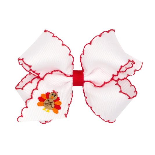 Embroidered Turkey Hair Bow