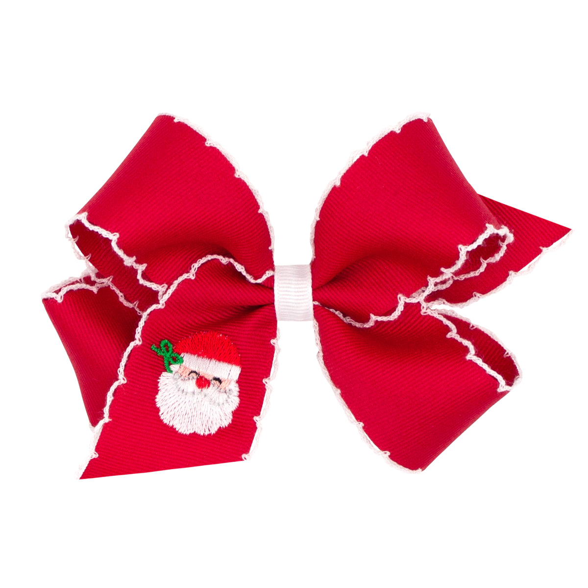 Embroidered Santa Hair Bow