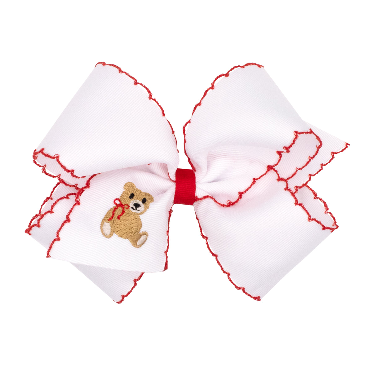 Embroidered Christmas Bear Hair Bow