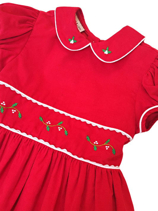 Corduroy Red Classic Christmas Dress
