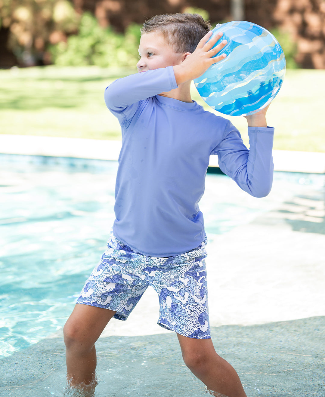 Periwinkle Blue Long Sleeve Logo Rash Guard