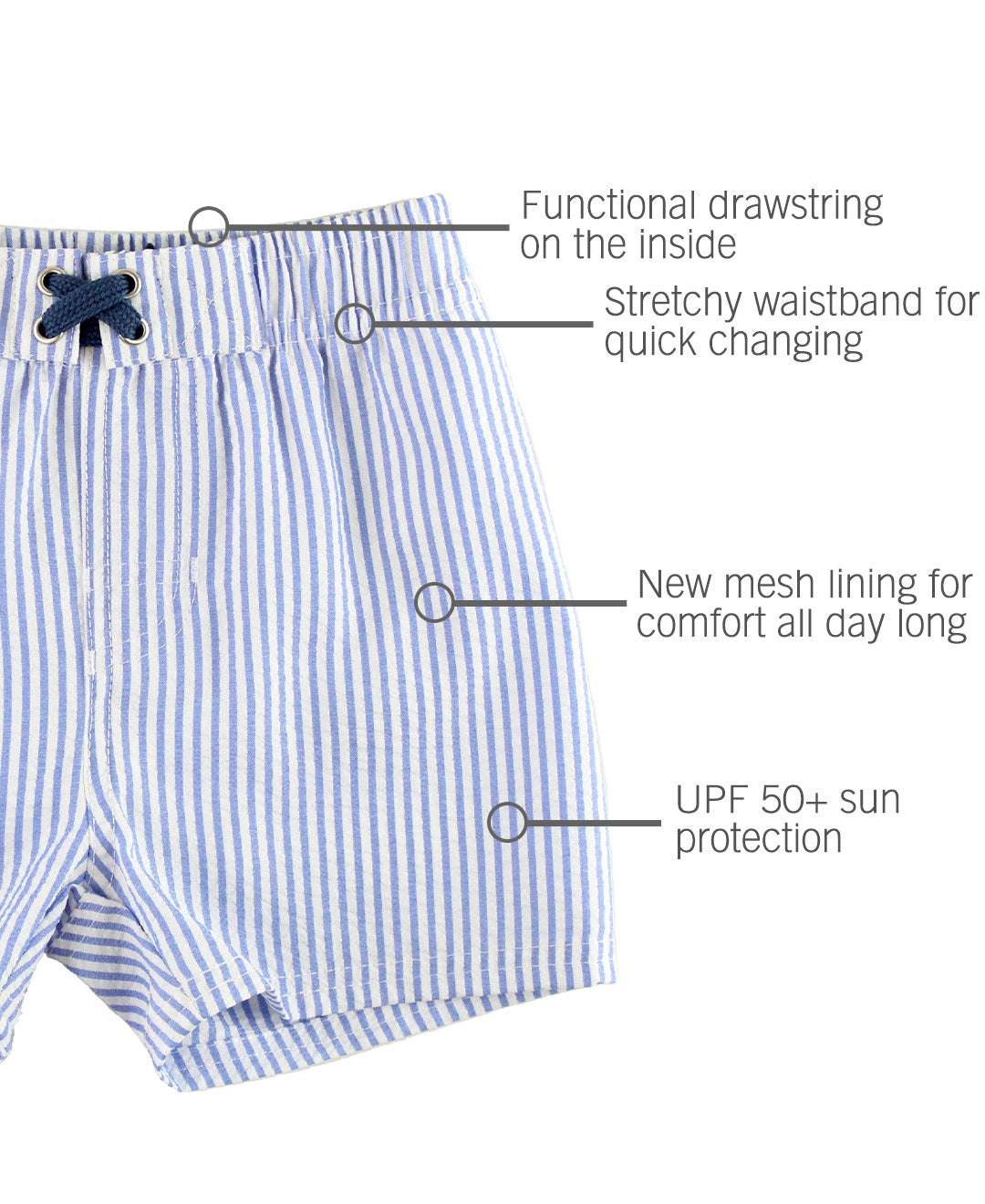 Periwinkle Blue Seersucker Swim Trunks