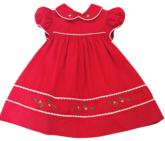 Corduroy Red Classic Float Christmas Dress