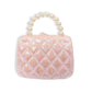 Embellished Bow Shiny Quilted Purse, Pink