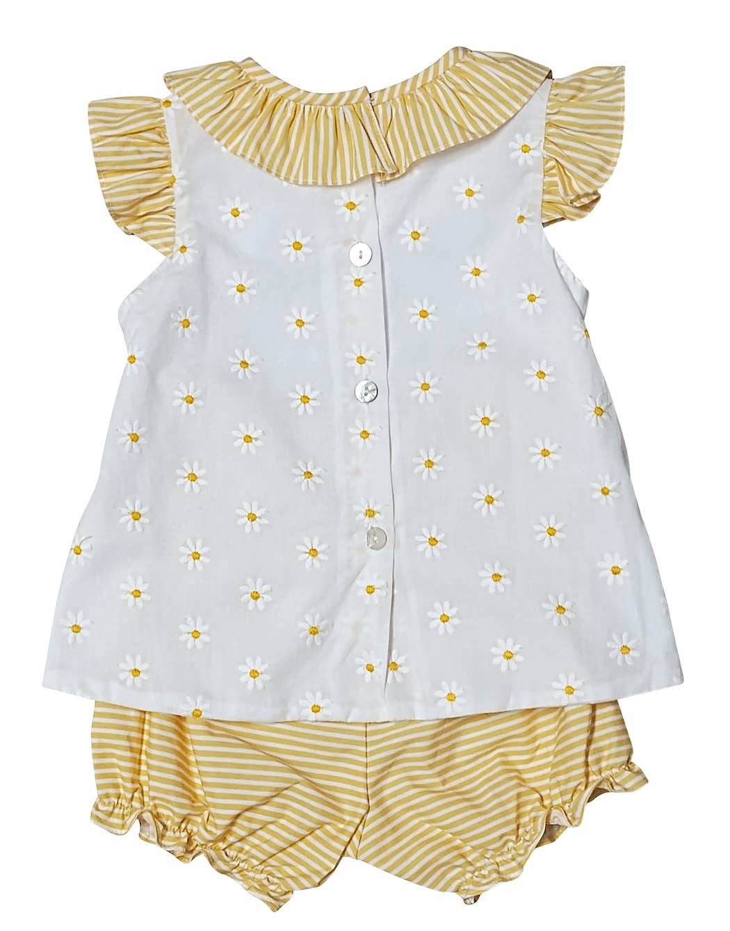 Daisies Embroidered Yellow Stripe Bloomer Set