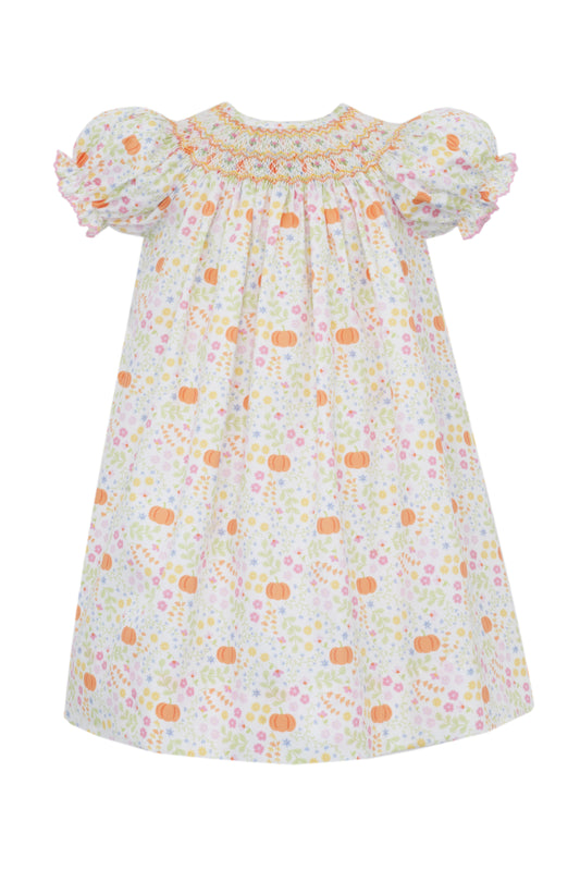 Pumpkin Print Orange & Pink Cotton Print Bishop