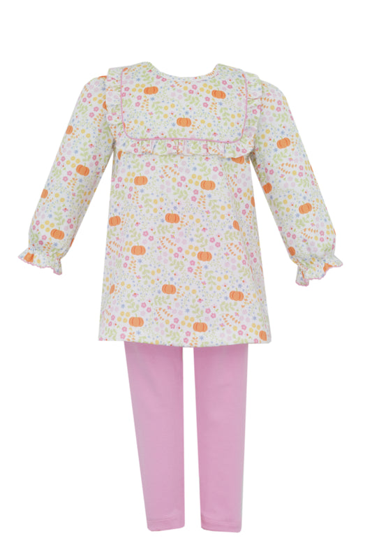 Pumpkin Print  Multicolor Cotton Print  Girls Tunic Set