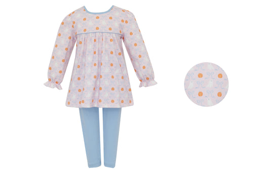 Ghost Knit Print Pink Knit Print Girls Tunic Set