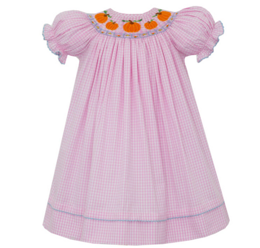 Pumpkin Patch Pink Gingham Short Sleeve Bishop Dress