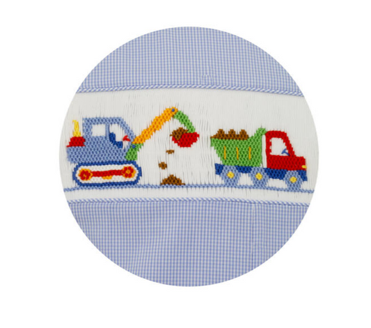 Boy's Construction Blue Mini Gingham Bubble