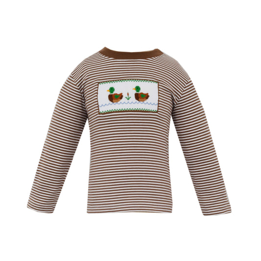 Mallard Duck Knit Stripe Boy's T-Shirt (coordinates with velani camel brown cord pants)