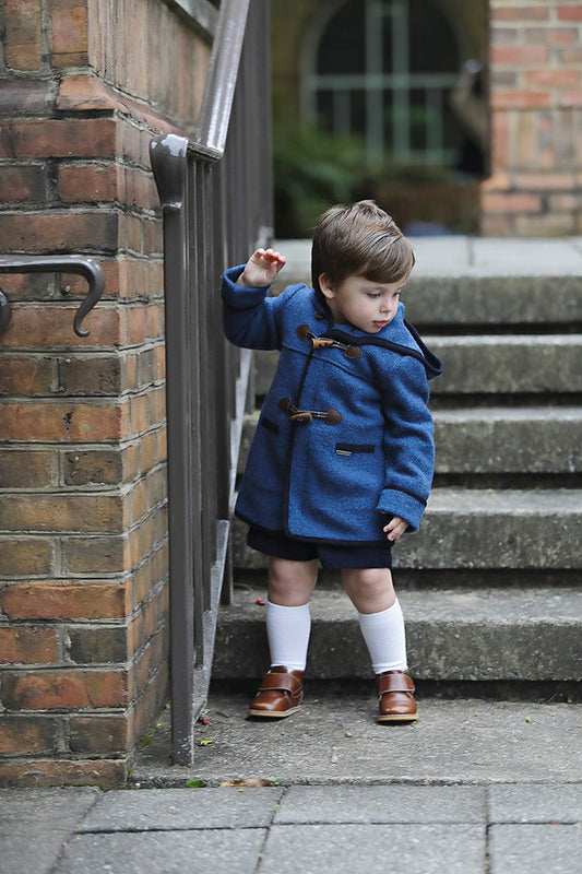 Medium Blue Toggle with Hood Horns Coat