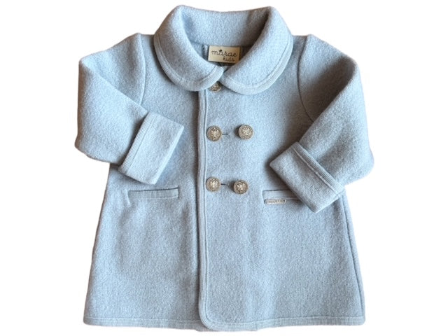 Light Blue Unisex Double Breasted Wool Coat