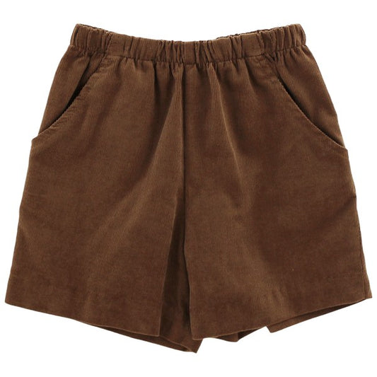 Chocolate Brown Corduroy Elastic Waist Shorts