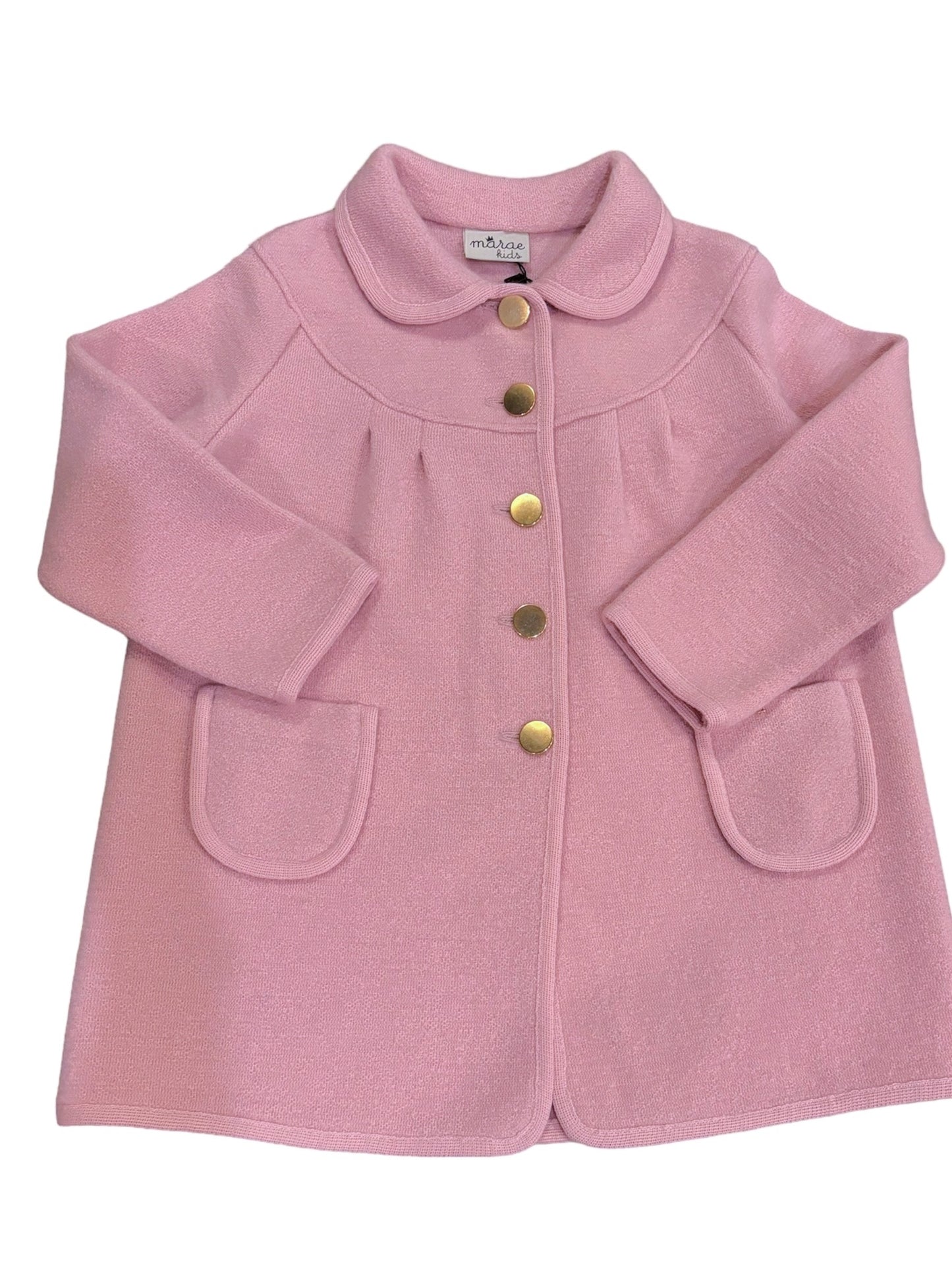 Pink Round Pleated Yoke Coat