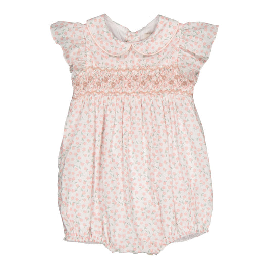 Julyne Daisy Pink Smocked Romper Bubble