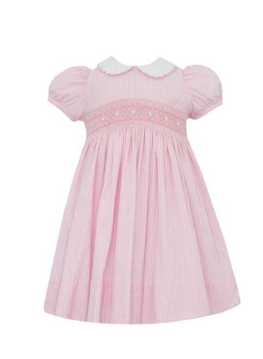 Pink Gingham Seersucker Smocked Collared Float Dress