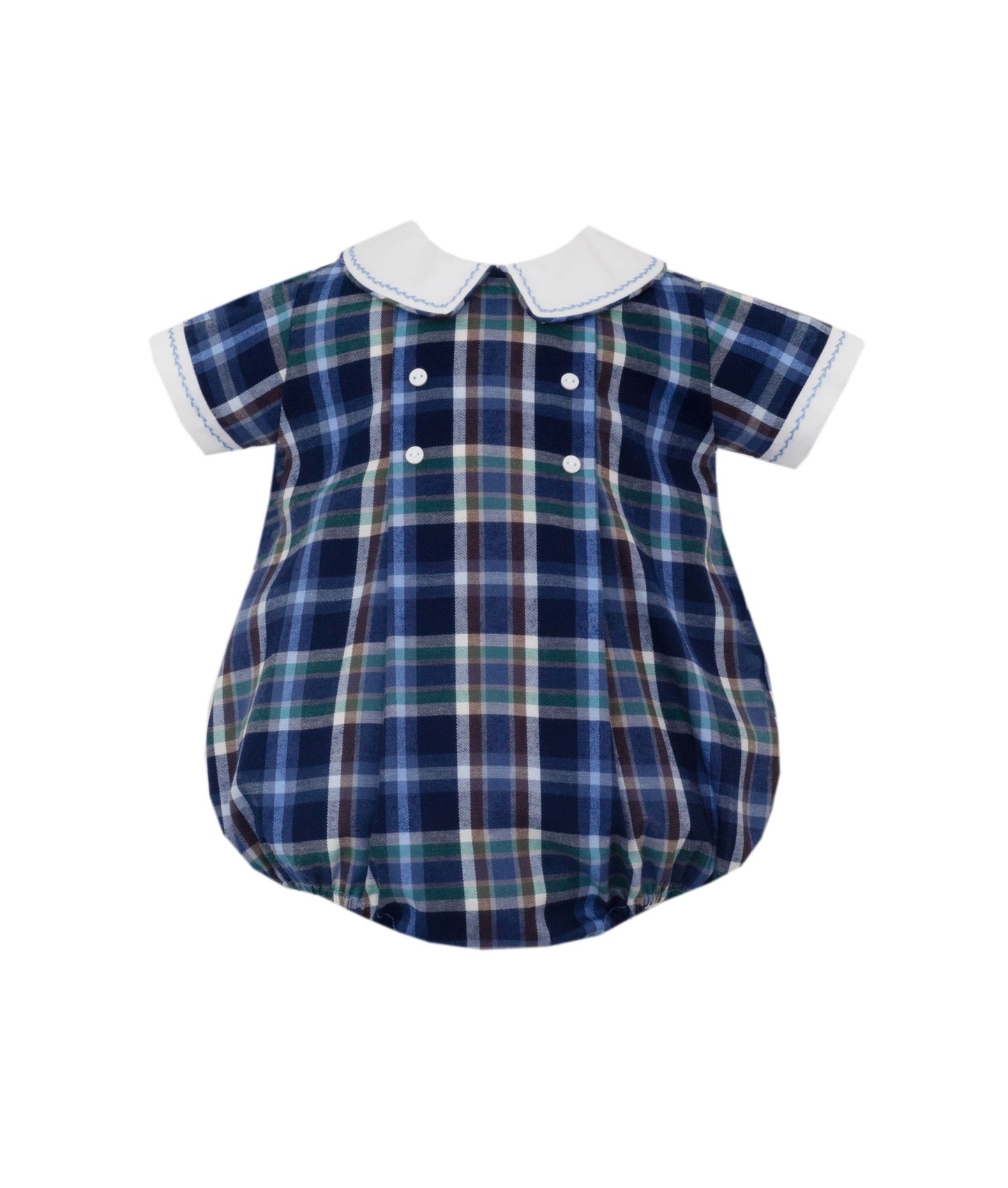 Lucas Blue & Brown Plaid Boy's Bubble