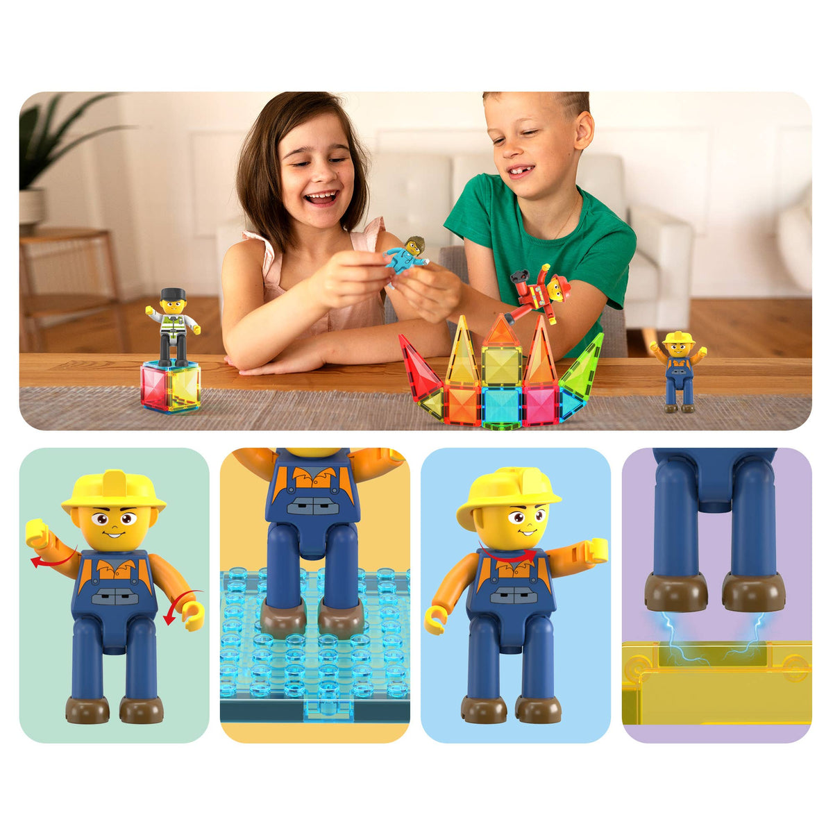 4pc City Builder Magnetic Action Figures