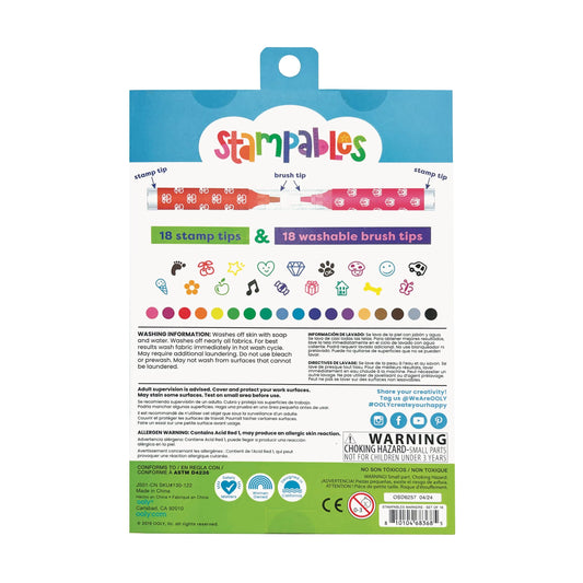 Stampables Double-Ended Stamp & Brush Markers, Set of 18