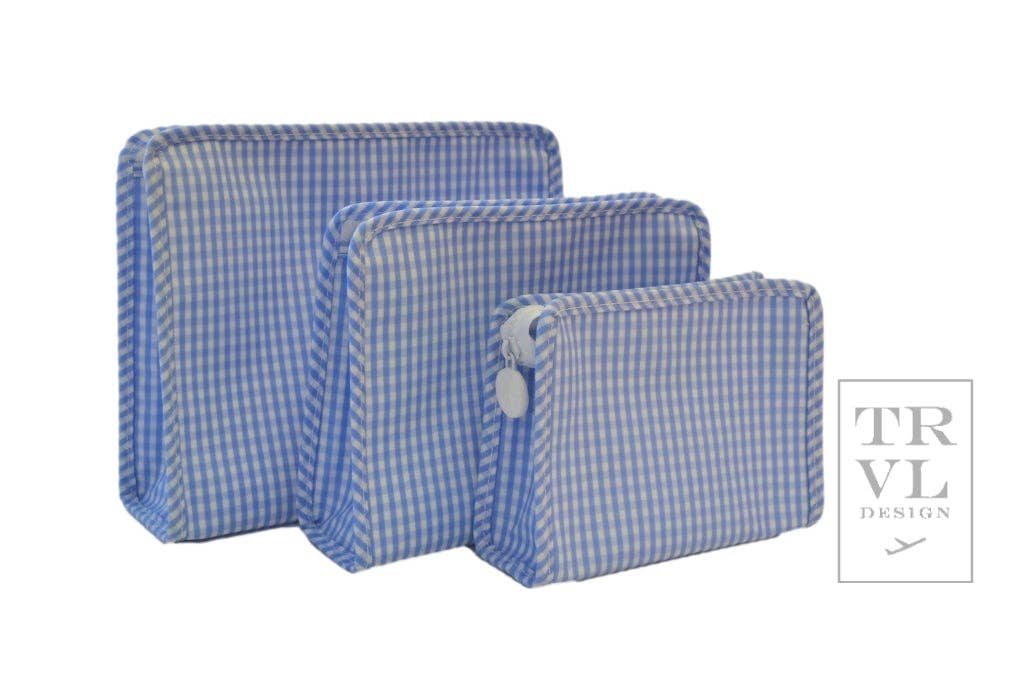 Large Roadie Zip Pouch, Gingham Sky