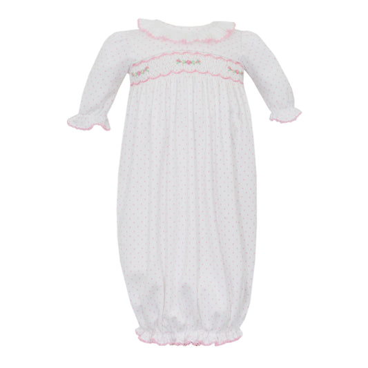 Girl's Monica Smocked Pink Dot Sack