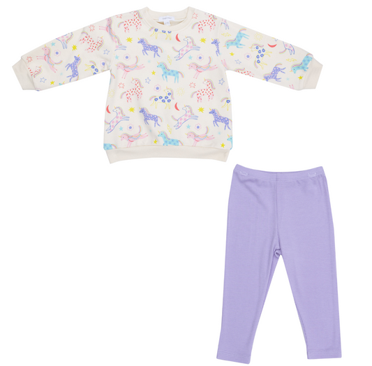 Puffy Oversized Sweatshirt Set, Fun Unicorns