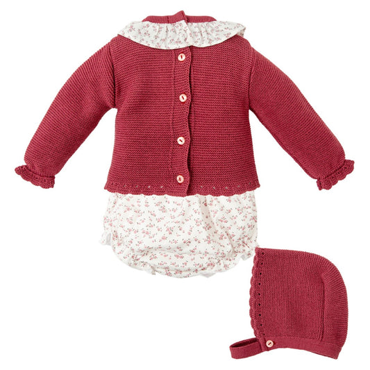 Cherry Pink & Floral Print Diaper Set