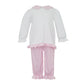 Girl's Pink Scallop Collar Knit Ruffle Tunic & Pants Set