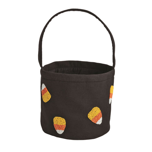 Candy Corn Black Beaded Halloween Bucket
