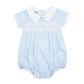 Blue Mini Checks F24 Smocked Collared Short Sleeve Boy Bubble