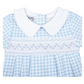 Blue Mini Checks F24 Smocked Collared Short Sleeve Boy Bubble