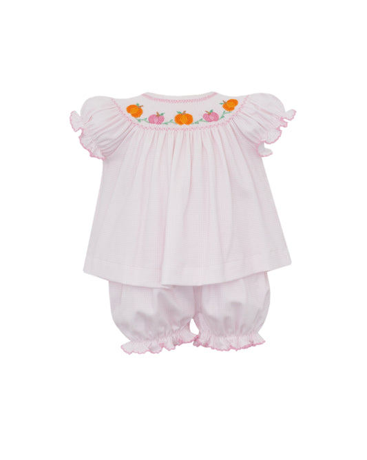 Pumpkin Pink Knit Check Bloomer Set