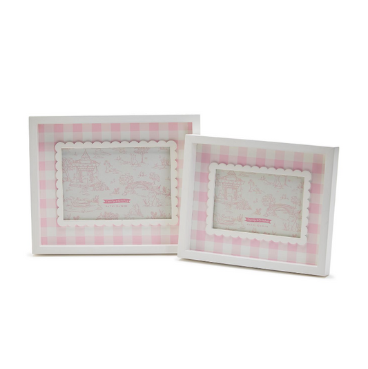 Pink Gingham Photo Frames Set, 5" x 7"