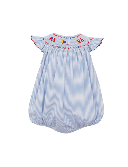 Flags Bishop Smocked Blue Stripe Knit Bubble