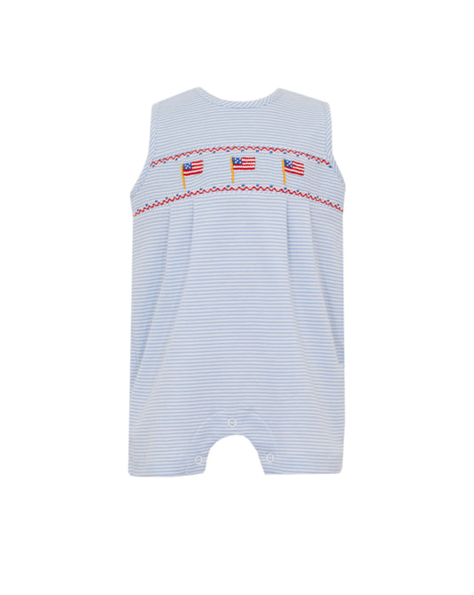 Flags Smocked Light Blue Stripe Knit John John