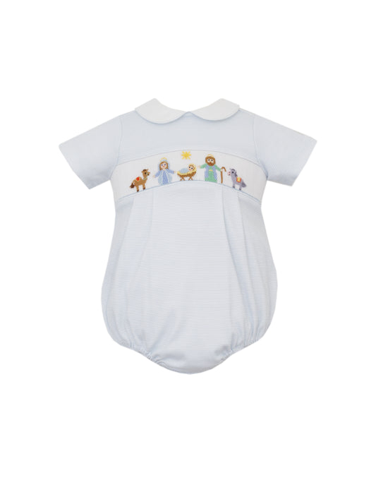 Nativity Smocked Stripe Bubble