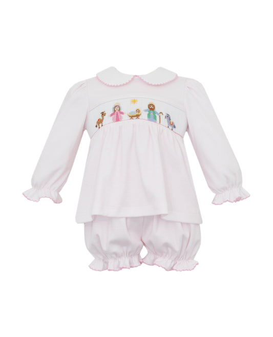 Nativity Pink Stripe Bloomer Set