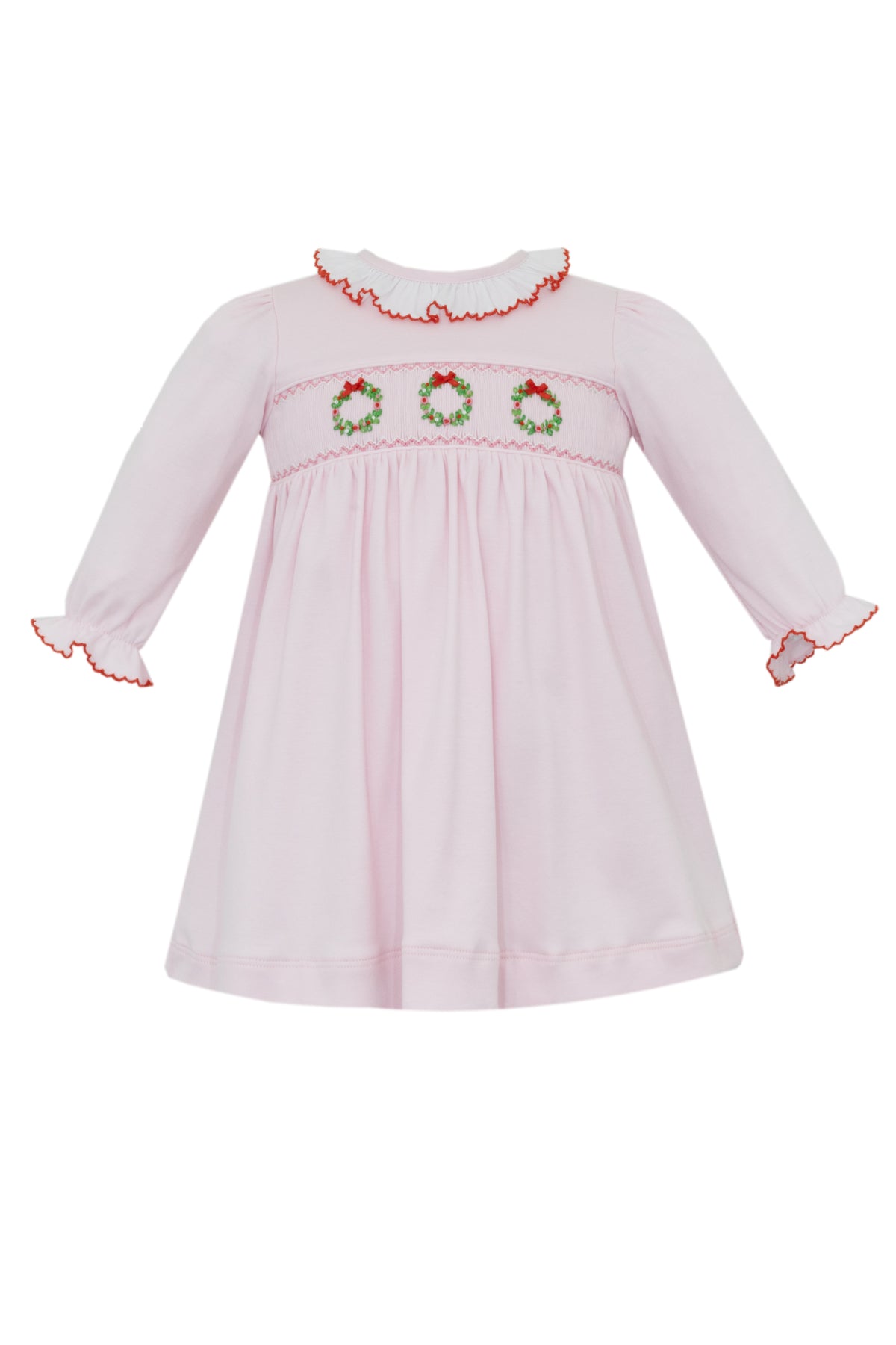 Christmas Wreath Pink Knit Dress