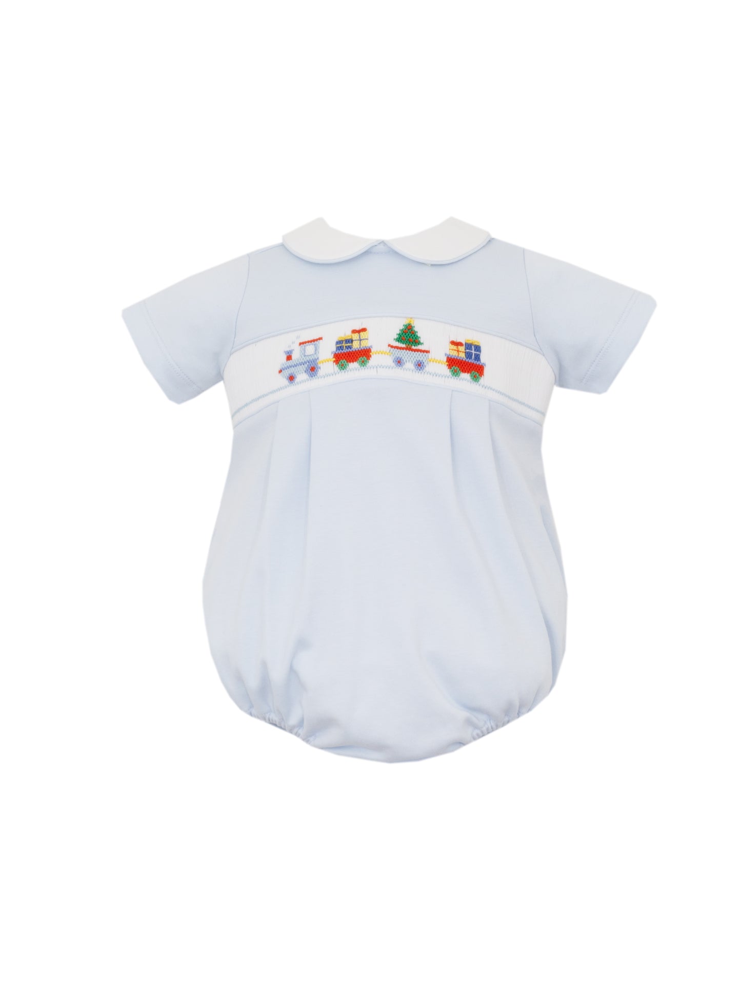 Christmas Train Blue Knit Bubble