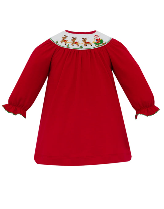 Santa's Sleigh Red Knit Bishop Dress