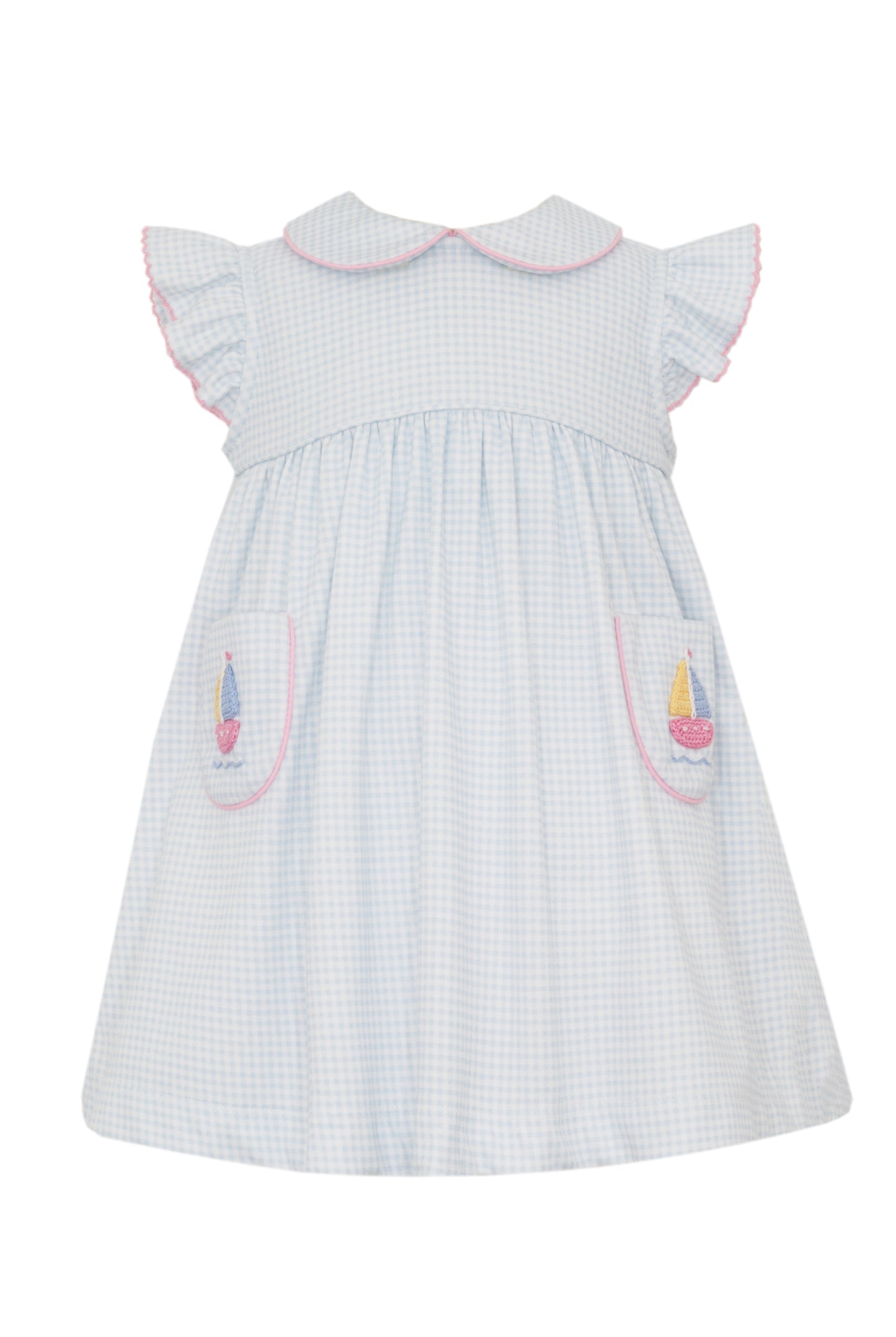 Sailboats Knit Gingham Sleeveless Dress