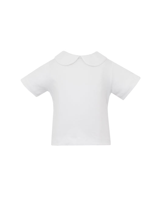 Boy's Short Sleeve Knit Collared Shirt, White