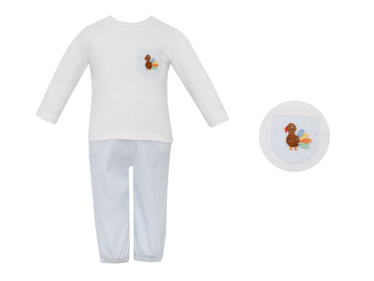 Turkey Boys Blue Stripe Knit Pant Set